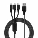 Kabel 3w1 USB/Micro + Type C + Lightning 2.1A, 1m czarny
