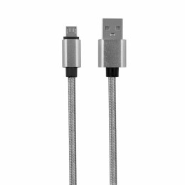 Kabel REVERSE NYLON USB/Micro 2A, 1m srebrny