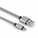 Kabel REVERSE NYLON USB/Micro 2A, 1m srebrny