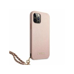 Etui GUESS Saffiano Chain do Apple iPhone 12/12 PRO różowy