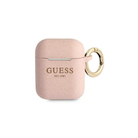 Etui na słuchawki GUESS SILICONE GLITTER do Apple AirPods I/II różowy