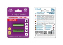 Baterie ESPERANZA Niklowo-wodorkowa AAA (LR03, R03, 24A, MN2400, AM4, UM4, HP16) 1000mAh 2 szt. EZA101G