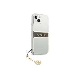 Etui GUESS Hard case 4G Brown Strap Charm do Apple iPhone 13 MINI przezroczysty
