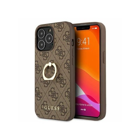 Etui GUESS Hard case 4G Ring Stand do Apple iPhone 13 PRO brązowy