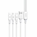 Kabel VIDVIE CB4003 USB/Micro + Type C + Lightning 2.4A, 1.2m biały