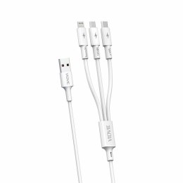 Kabel VIDVIE CB4003 USB/Micro + Type C + Lightning 2.4A, 1.2m biały
