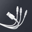 Kabel VIDVIE CB4003 USB/Micro + Type C + Lightning 2.4A, 1.2m biały