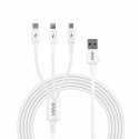 Kabel VIDVIE CB4003 USB/Micro + Type C + Lightning 2.4A, 1.2m biały