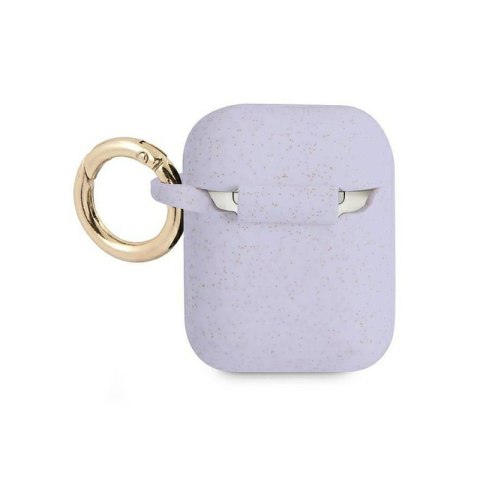 Etui na słuchawki GUESS SILICONE GLITTER do Apple AirPods I/II purpurowy