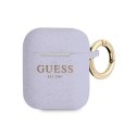 Etui na słuchawki GUESS SILICONE GLITTER do Apple AirPods I/II purpurowy