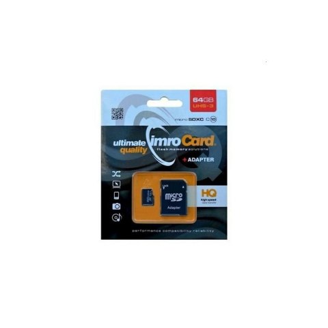 Karta pamięci IMRO MICRO SDXC 64 GB + adapter czarny