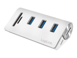 LOGILINK CR0045 LOGILINK - Aluminiowy HUB 3xUSB3.0 z czytnikiem kart pamięci