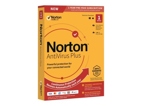 SYMANTEC 21394887 NORTON ANTIVIRUS PLUS 2GB PL 1 USER 1 DEVICE 12MO STD RET ENR MM