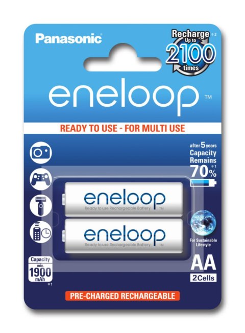 Baterie ENELOOP Niklowo-wodorkowa AA (LR06, FR6, R6, 15A, MN1500, AM3, UM3, HP7) 1900mAh 2 szt. BK-3MCCE-2BE