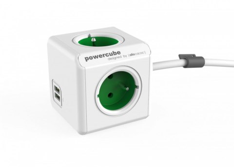 Listwa zasilająca ALLOCACOC PowerCube Extended 2402GN Extended USB 1,5M GREEN 2402 G