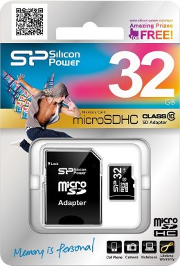 Karta pamięci SILICON POWER microSDHC 32 GB Adapter SD