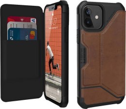 UAG Metropolis LTHR ARMR - skórzana obudowa ochronna z klapką do iPhone 12/12 Pro (brązowa)