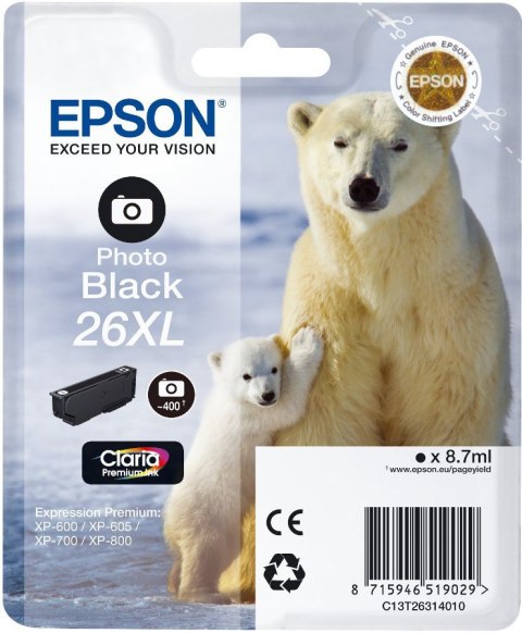 Wkład EPSON 26XL Czarny Photo C13T26314010