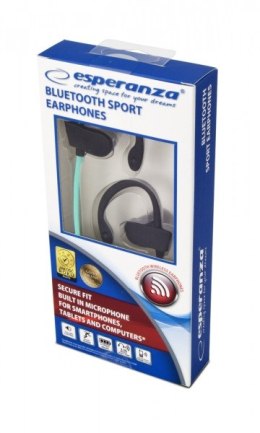 ESPERANZA EH188G - 5901299941355 ESPERANZA EH188G - SŁUCHAWKI DOUSZNE BLUETOOTH SPORTOWE CZARNO-ZIELONE