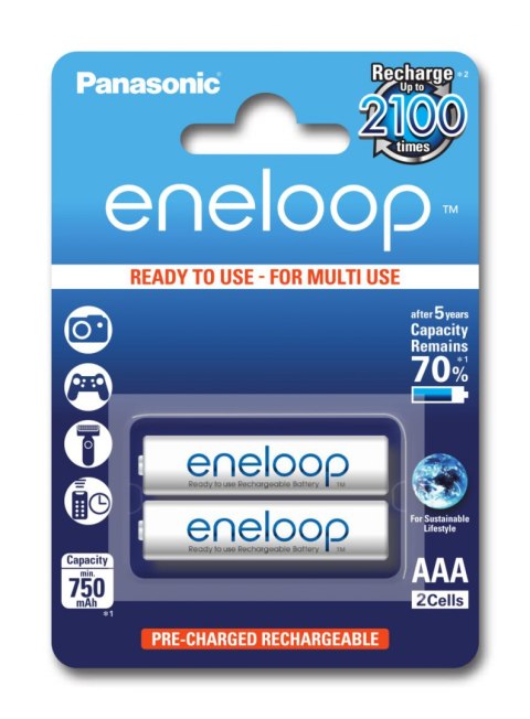 Baterie ENELOOP Niklowo-wodorkowa AAA (LR03, R03, 24A, MN2400, AM4, UM4, HP16) 750mAh 2 szt. BK-4MCCE-2BE