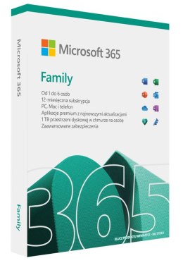 Microsoft 365 Family PL P8 1Y Win/Mac 6GQ-01593 Zastępuje P/N: 6GQ-01161