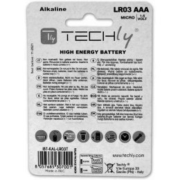 Baterie TECHLY Alkaliczna AAA (LR03, R03, 24A, MN2400, AM4, UM4, HP16) 4 szt. 307001