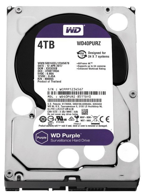 Dysk twardy WD Purple 4 TB 3.5" WD40PURZ