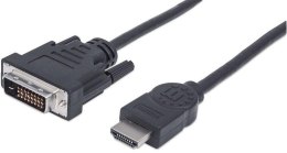 MANHATTAN HDMI (męski) - DVI-D 24+1 (męski) 1.8 m 1.8m /s1x HDMI (wtyk) DVI-D 24+1 (męski)